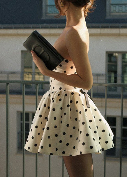 Dames Strapless Jurk met Vrolijke Stippenprint voor Zomerse Dagen 2