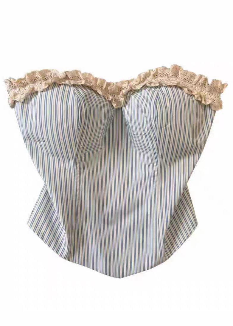 Dames Strapless Top Gestreept Patchwork 4