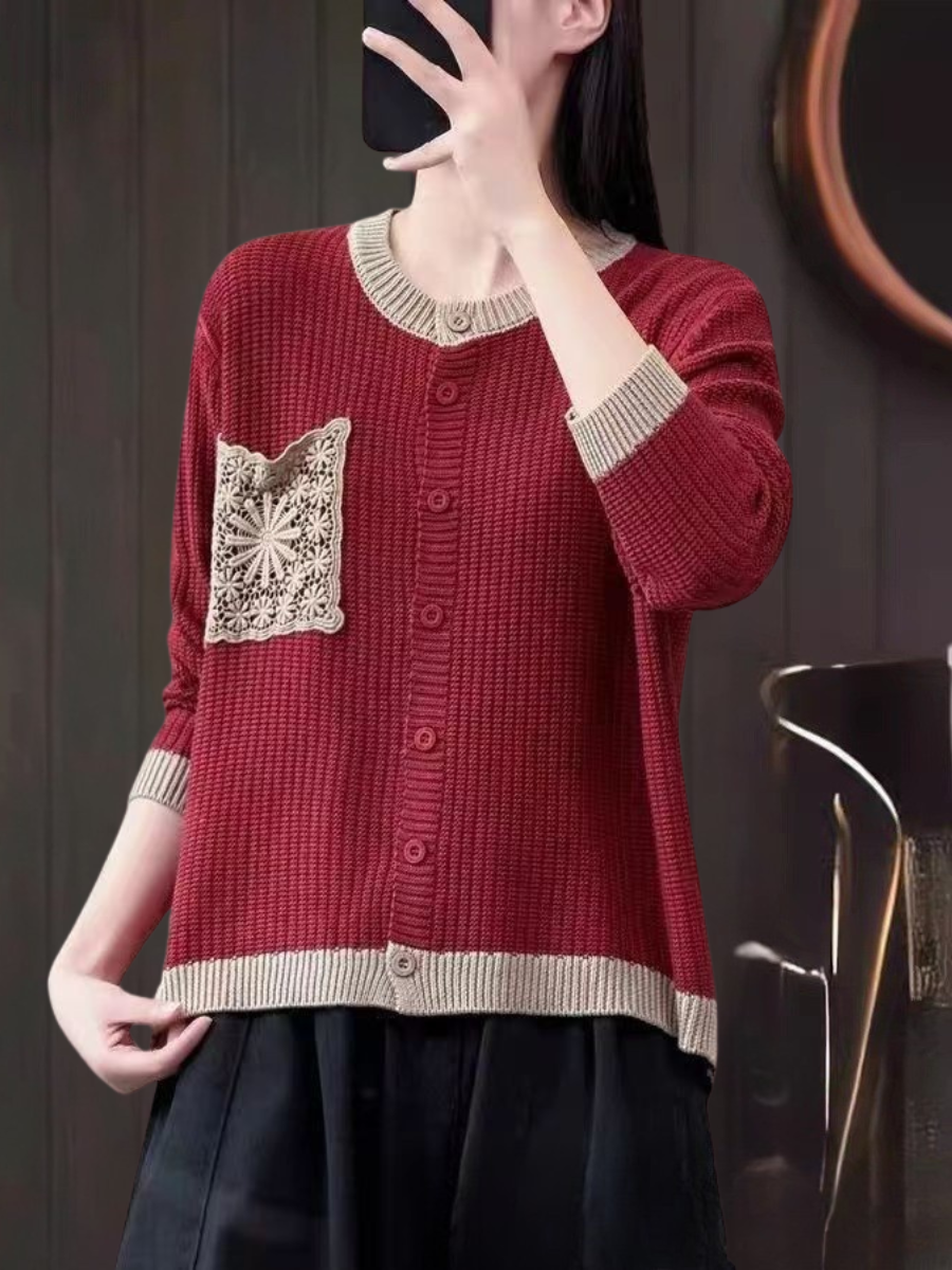 Dames Strickcardigan Met Borstzak 8