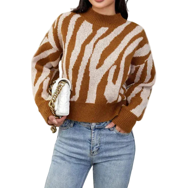 Dames Sweater Dierenprint Ronde Hals Casual Trendy 0
