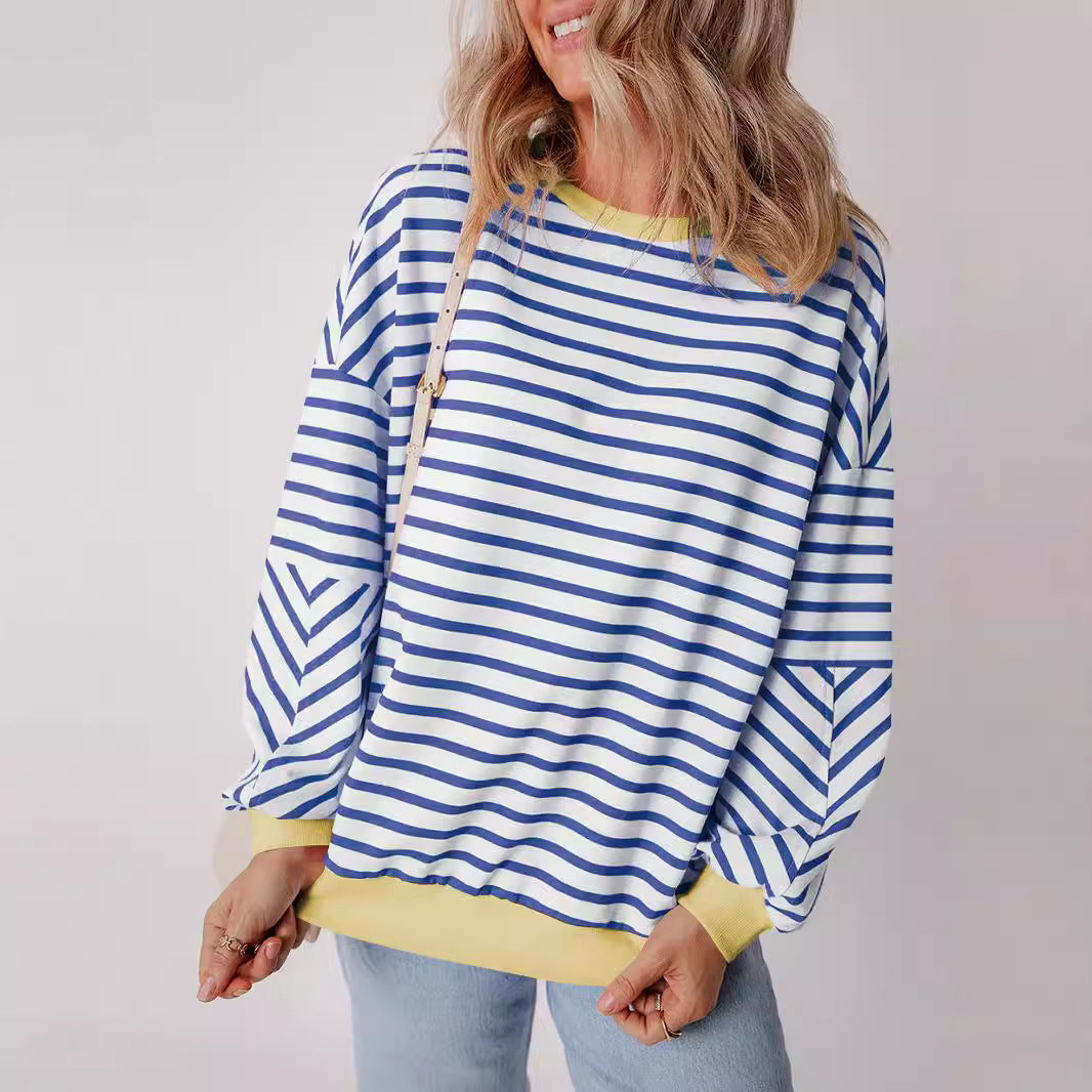 Dames Sweatshirt Boxy Stijl met Contrasterende Biezen 2
