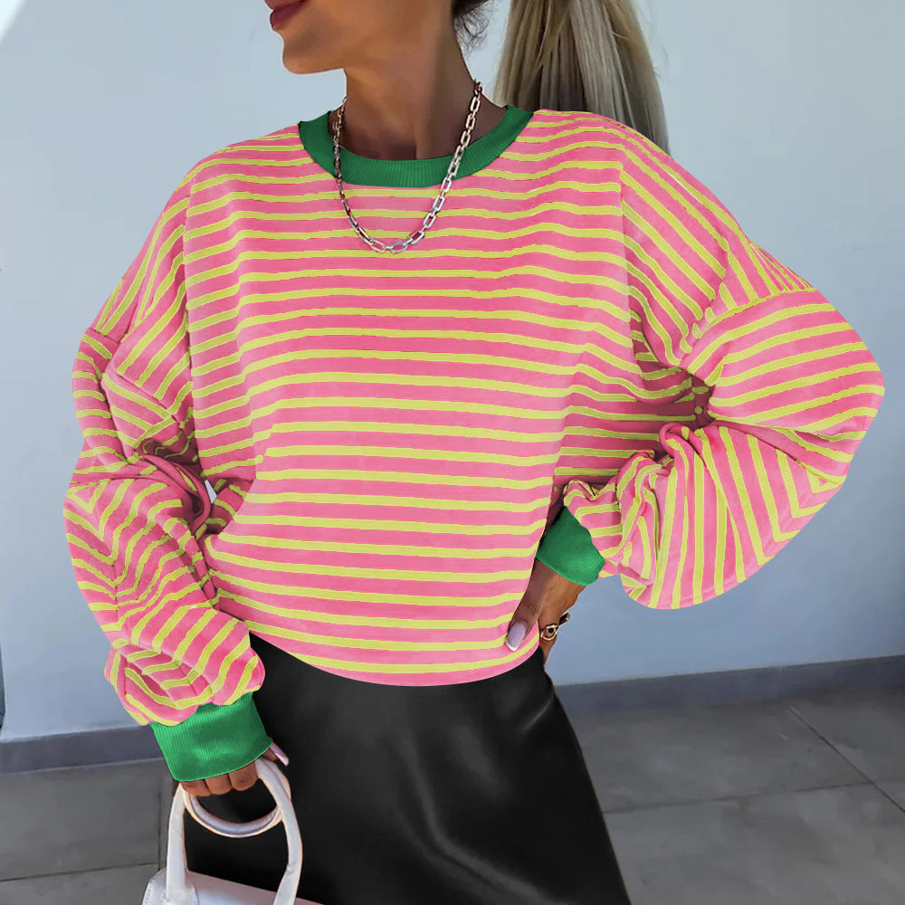 Dames Sweatshirt Boxy Stijl met Contrasterende Biezen 8