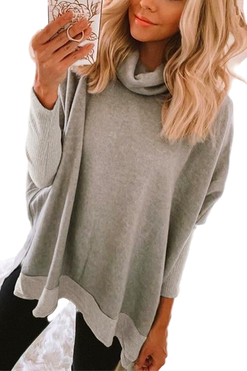 Dames Sweatshirt met Col en Lange Mouwen 0