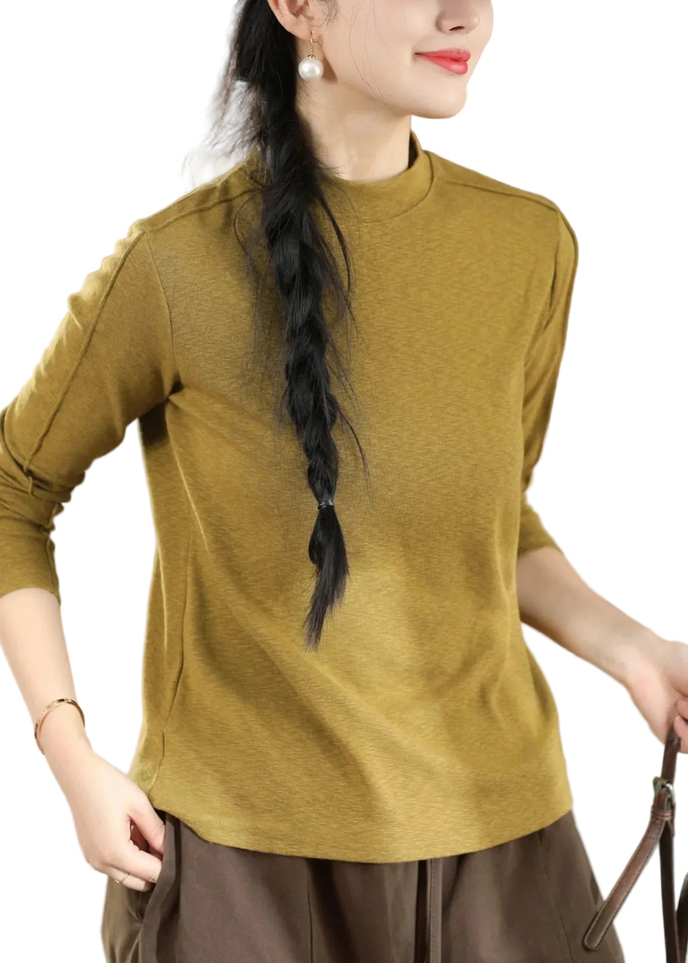 Dames T-shirt Ronde Hals Patchwork Herfststijl 0