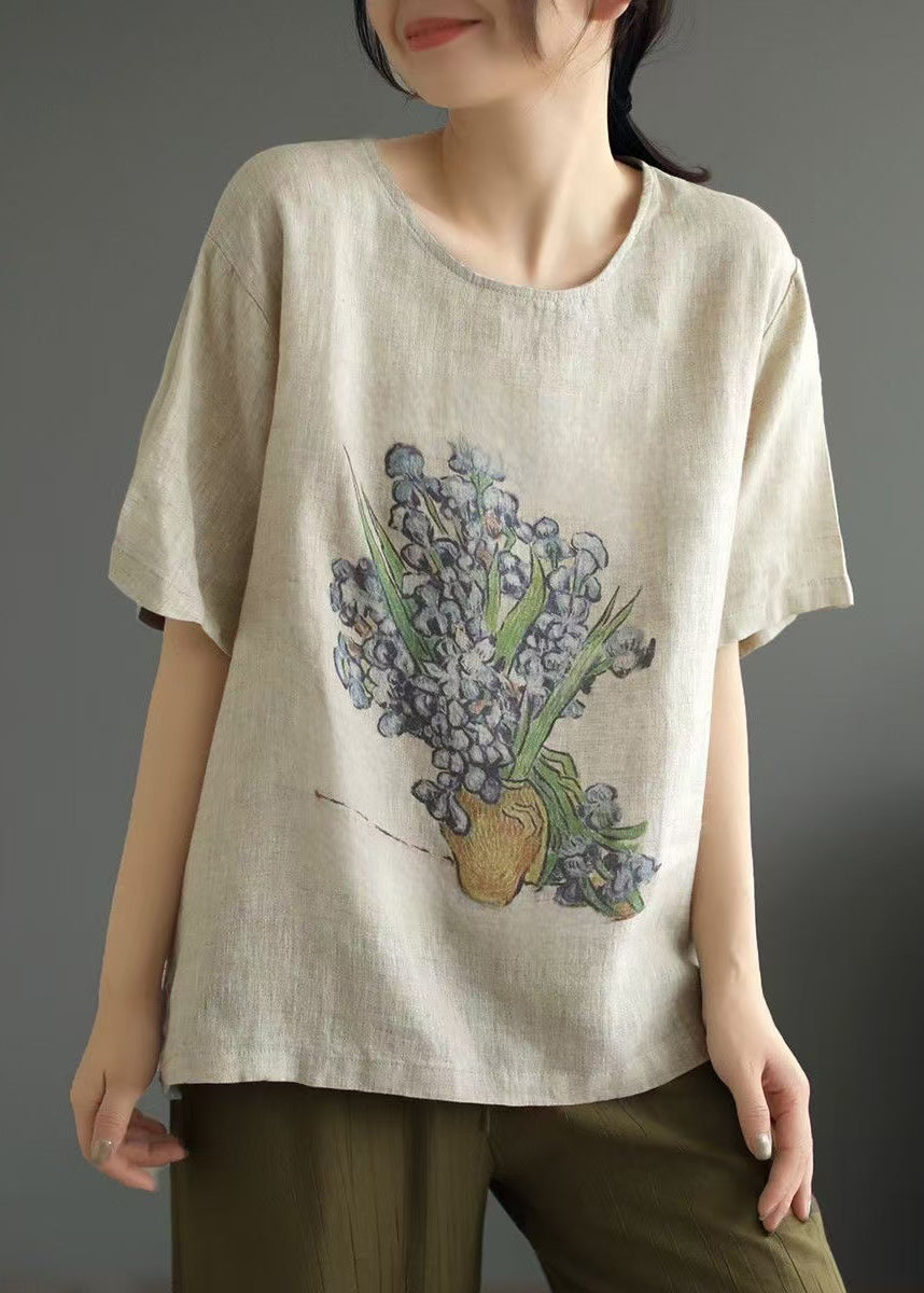Dames T-shirt met O-hals en print casual stijl 0