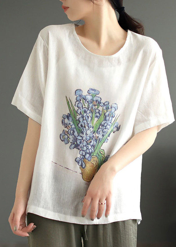Dames T-shirt met O-hals en print casual stijl 2