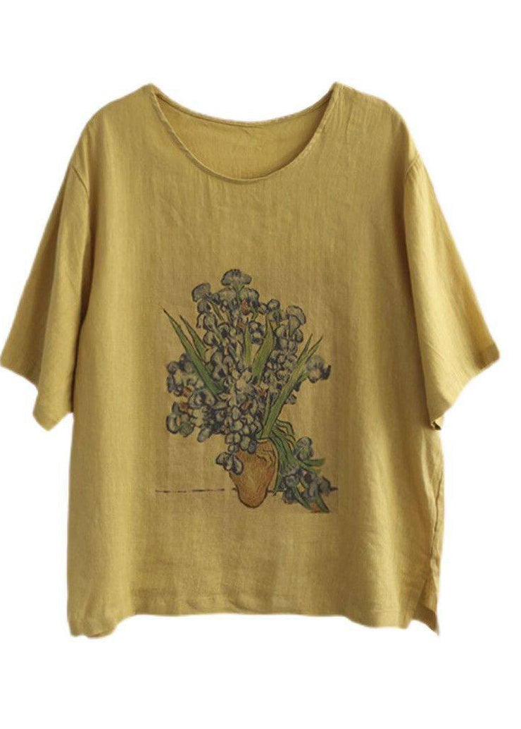 Dames T-shirt met O-hals en print casual stijl 4
