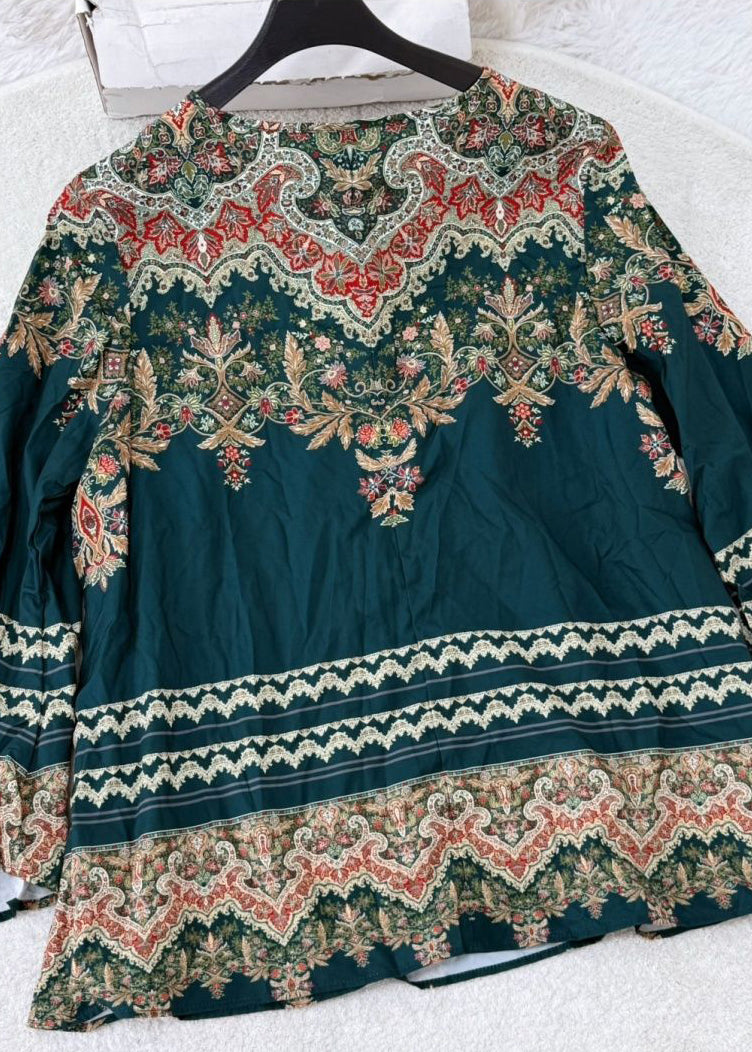 Dames T Shirt Bohemien Stijl Met O-hals En Flare Mouwen 2