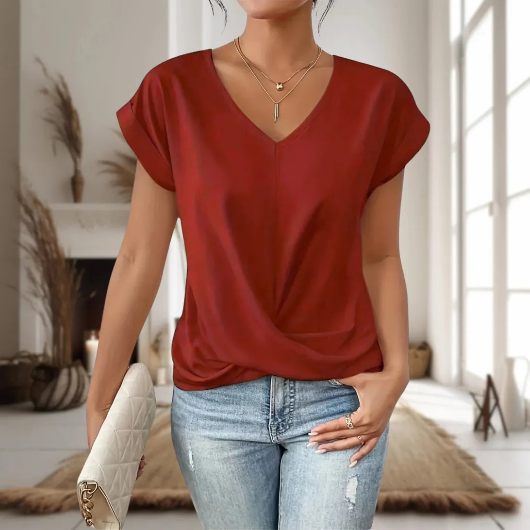 Dames T Shirt Casual Hartvormige Halslijn 3