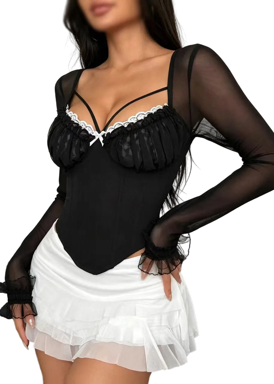 Dames Top Backless Tule Zomerstijl 0