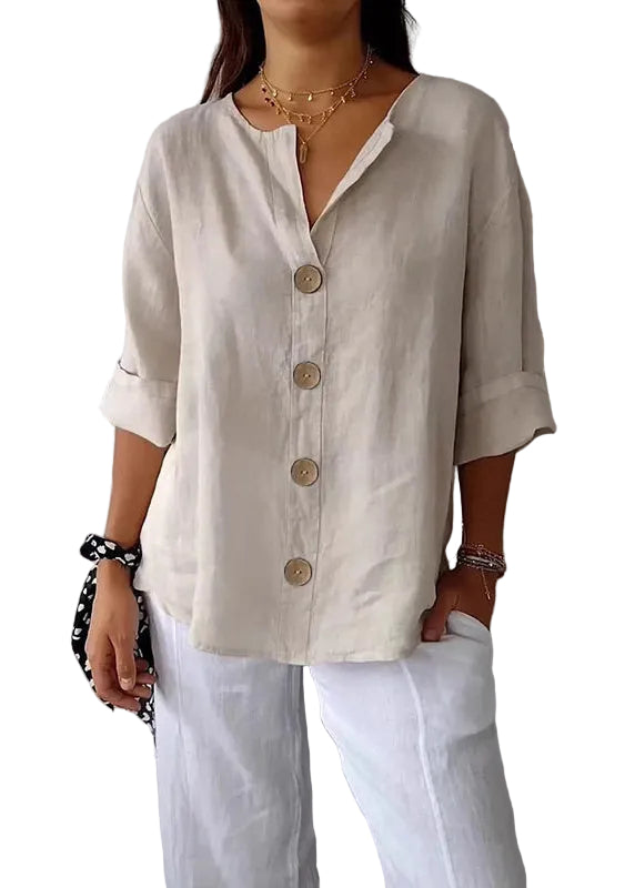Dames Top Boho V-hals Patchwork Knoop Zomerstijl 0