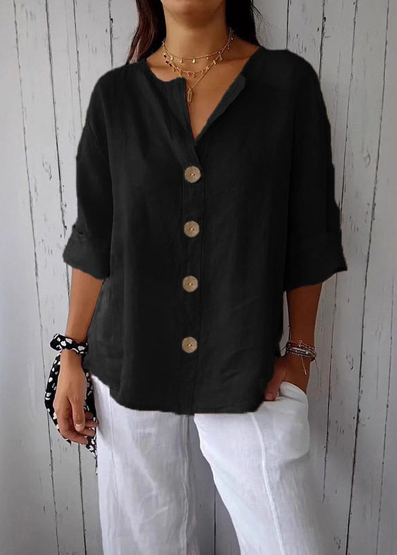 Dames Top Boho V-hals Patchwork Knoop Zomerstijl 3