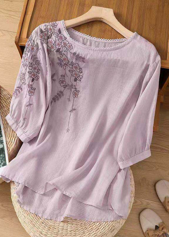 Dames Top Casual Geborduurd O-hals 2