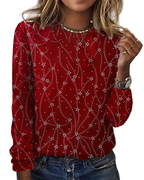 Dames Top Lange Mouwen Trendy Print voor Casual en Chic Gelegenheden 0
