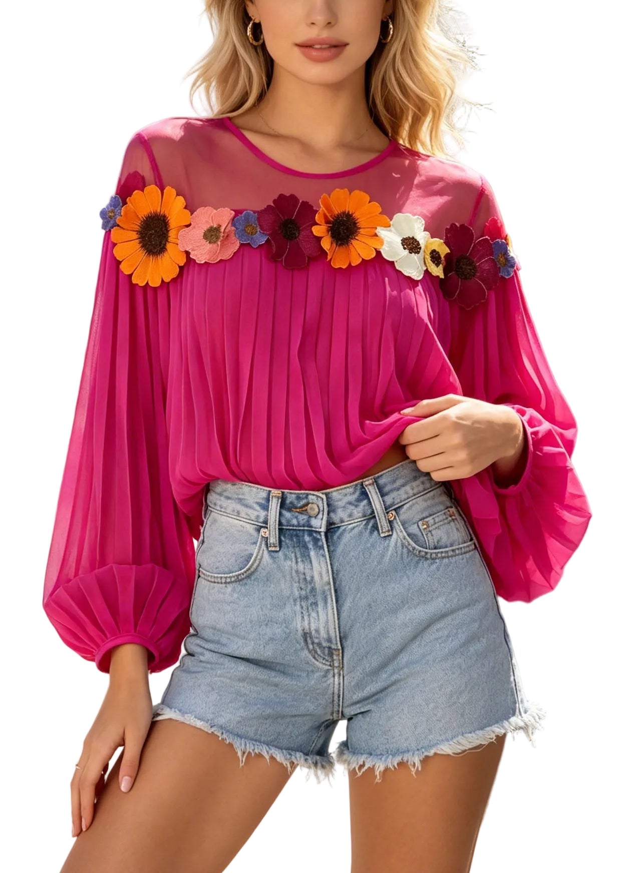 Dames Top Oversized Patchwork Bloemenprint 0