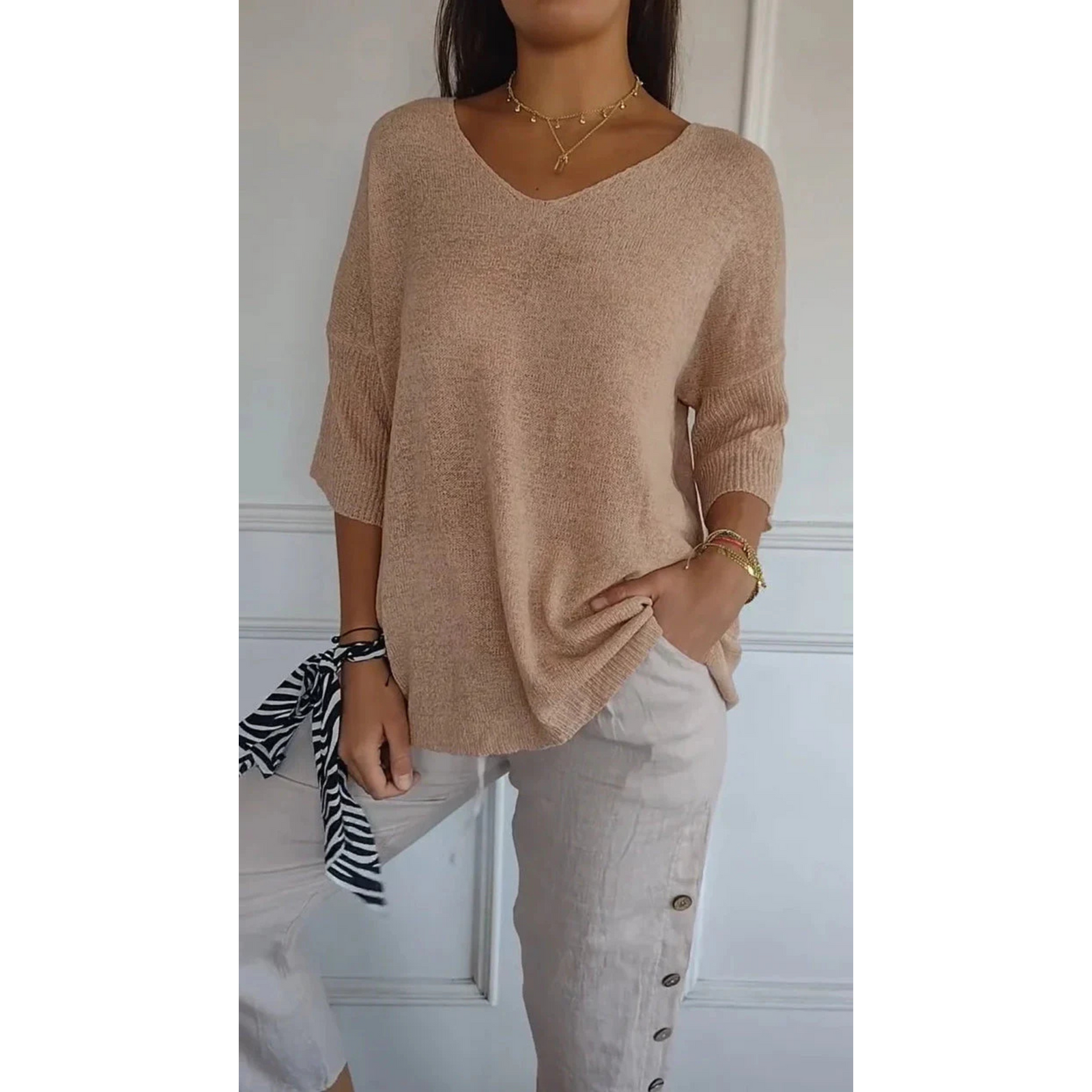 Dames Top V-hals Casual Stijl 3
