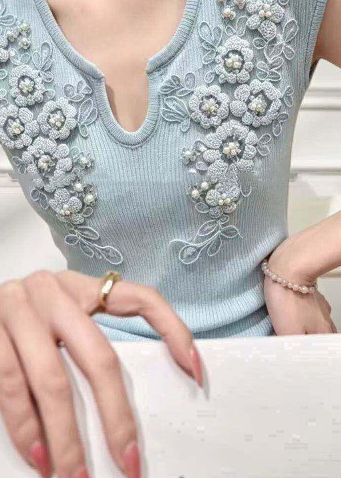 Dames Top V-hals Met Bloemenspijkerkralen Stylish Casual Blouse 2