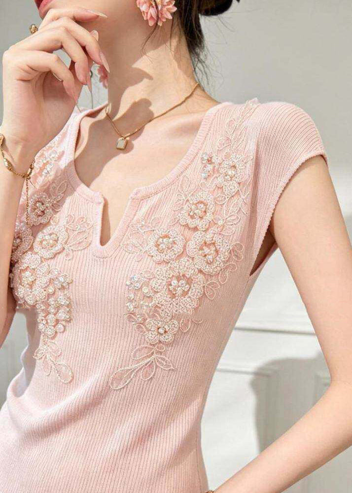 Dames Top V-hals Met Bloemenspijkerkralen Stylish Casual Blouse 4