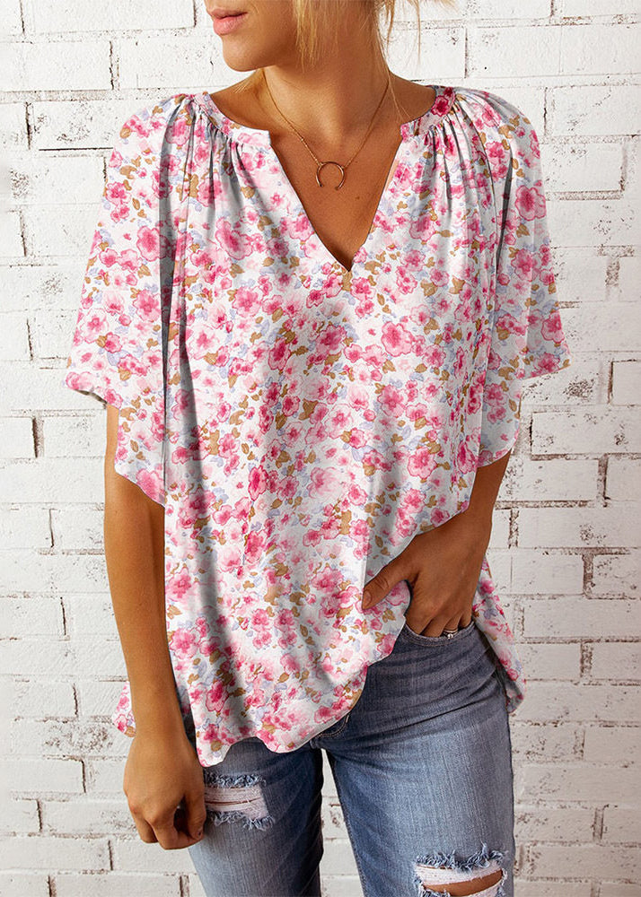 Dames Top V-hals Print Zomerstijl 0