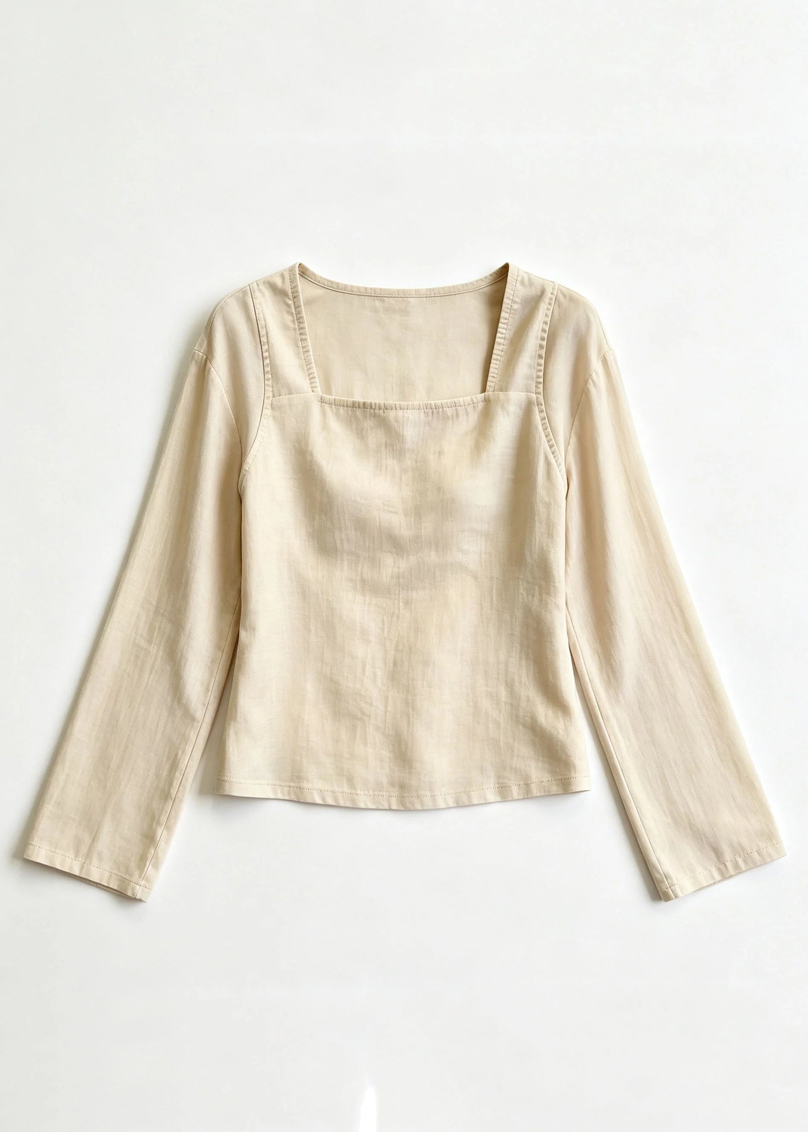 Dames Top Vierkante Kraag Patchwork Herfststijl 4