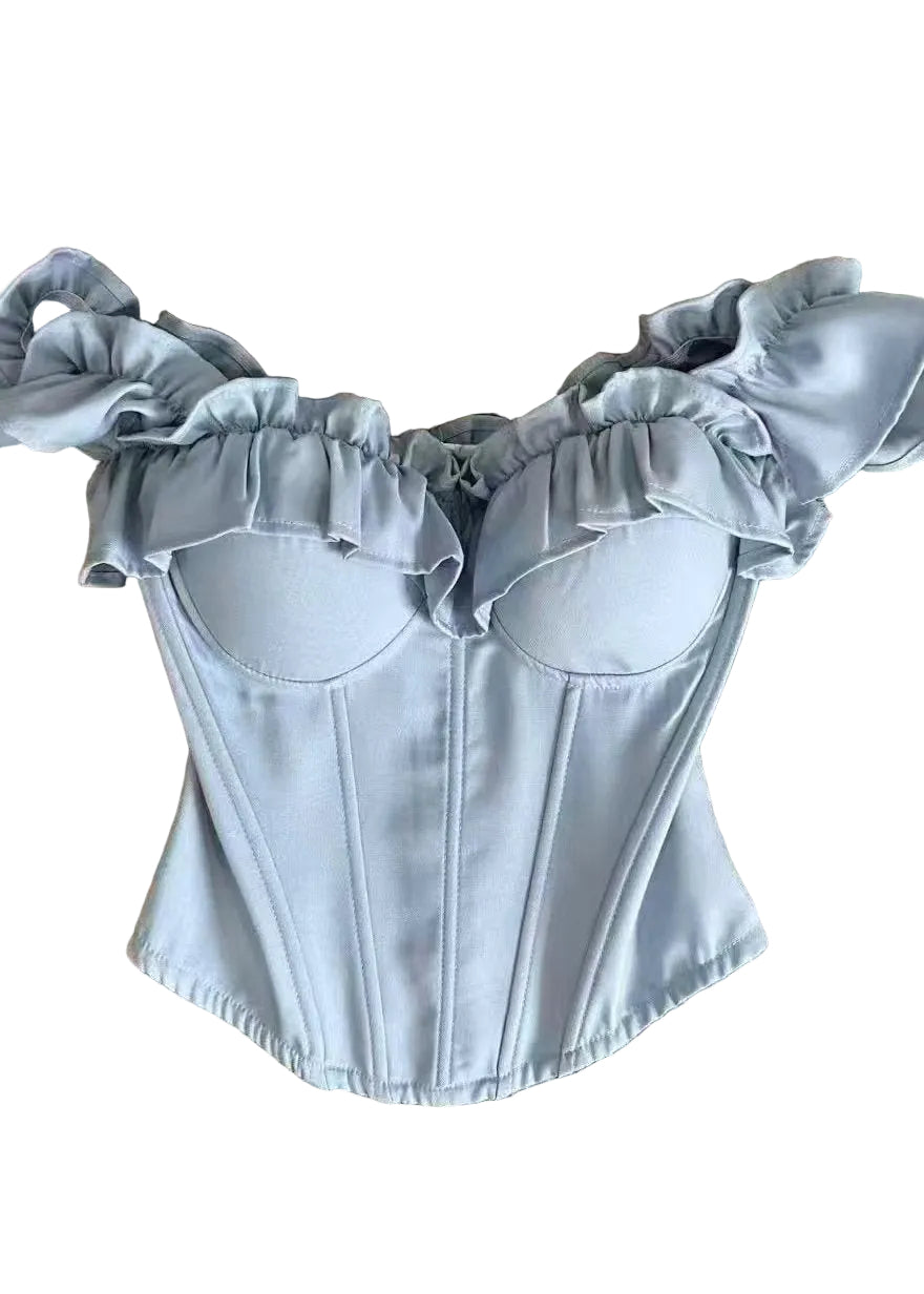Dames Top Visgraatpatroon met Ruches voor Zomerstijl 0
