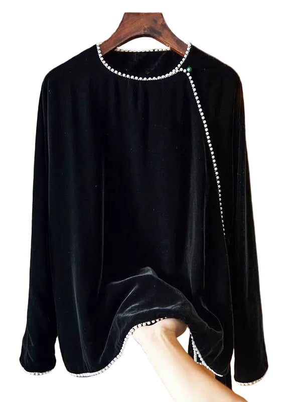 Dames Top met O-hals en Parel Patchwork 0