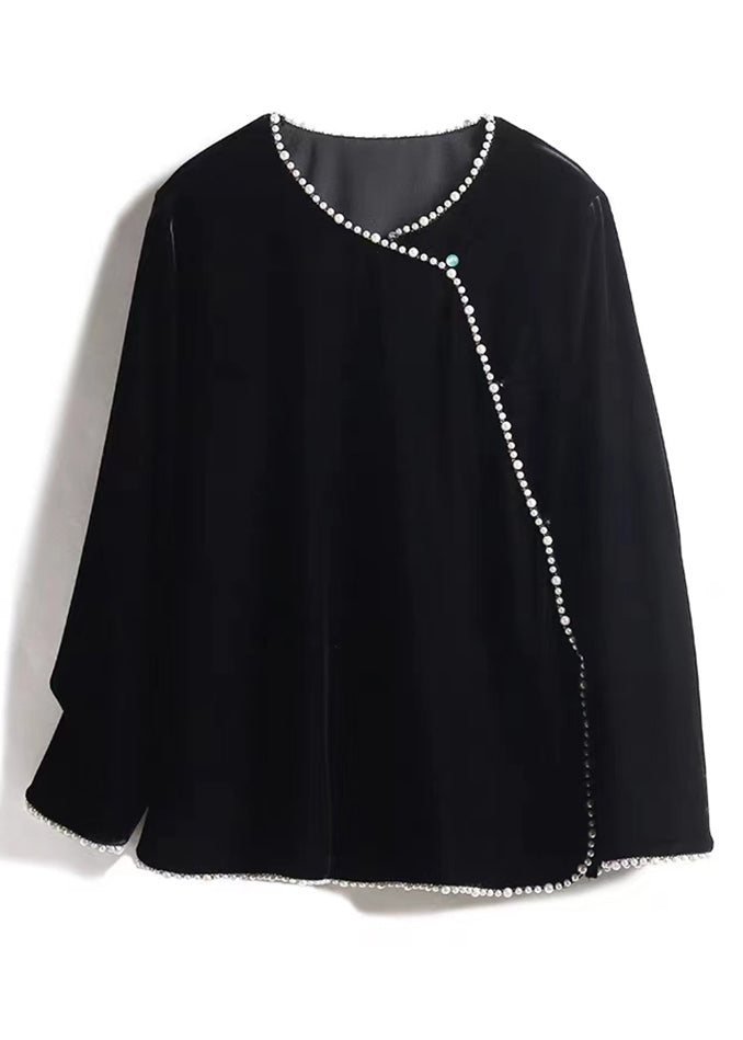 Dames Top met O-hals en Parel Patchwork 4