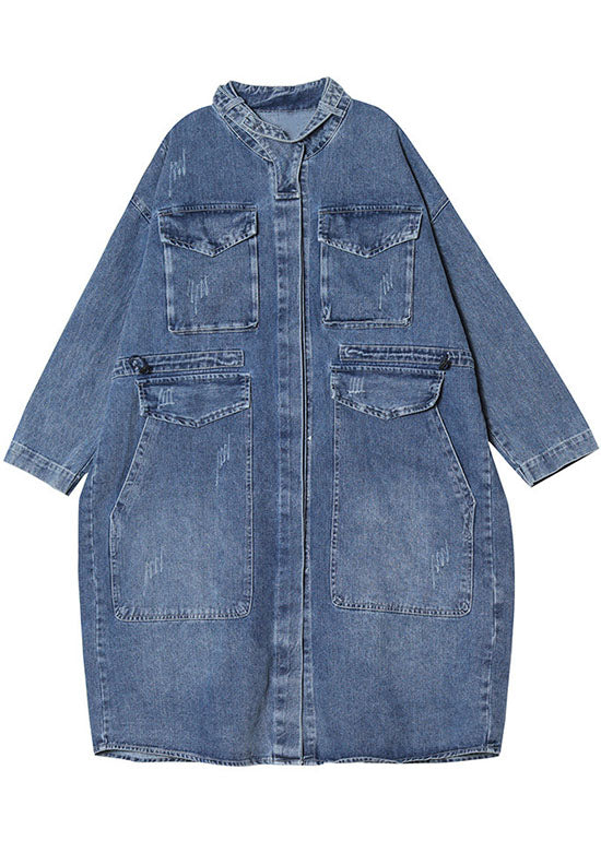 Dames Trenchcoat Denim met Knopen en Zakken voor Casual Herfststijl 3