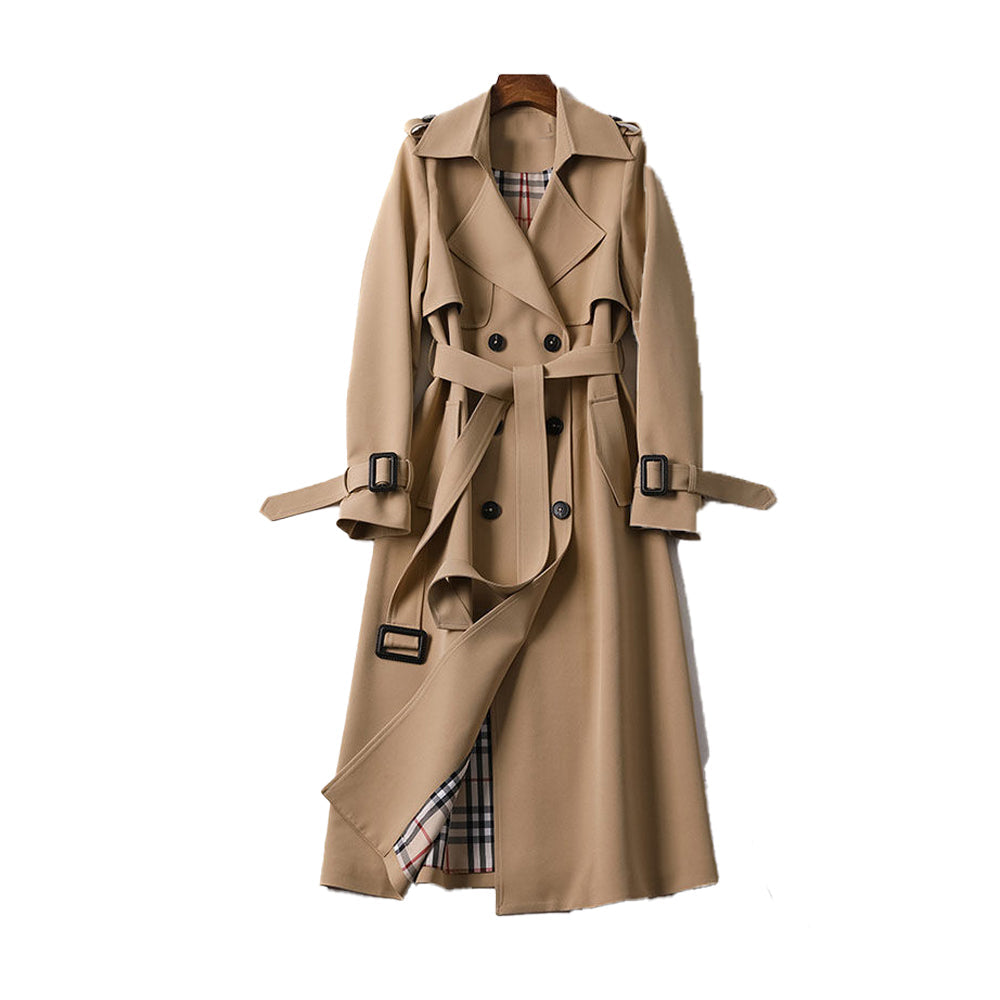 Dames Trenchcoat Dubbele Rij Knopen Luxe Stijl 0