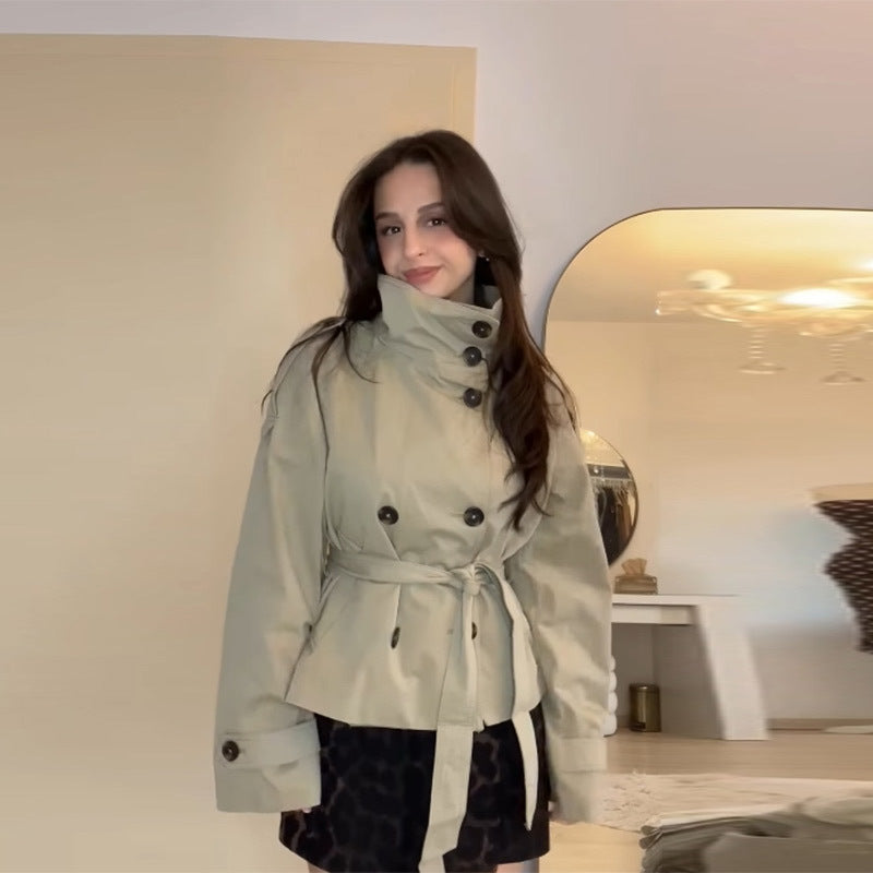 Dames Trenchcoat Getailleerd Met Stijlvolle Kraag 1