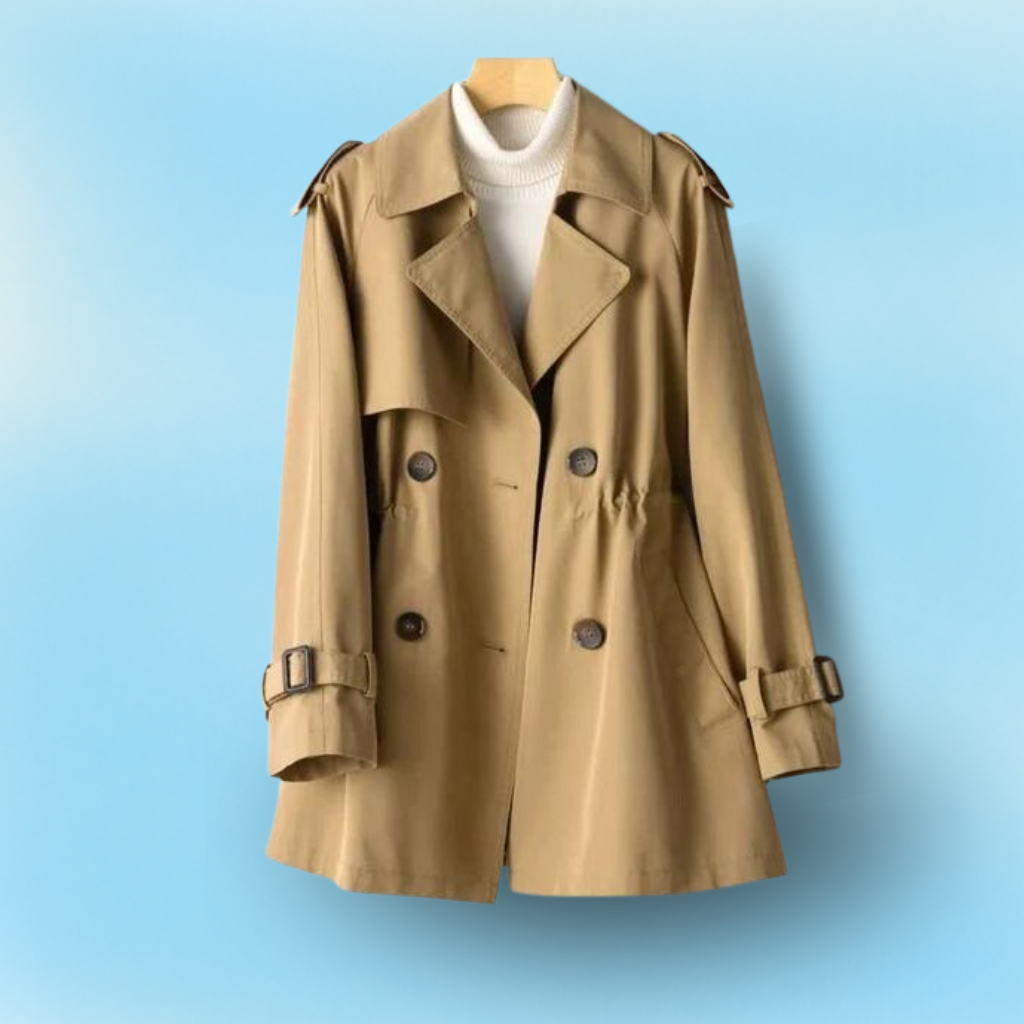 Dames Trenchcoat Vintage Dubbelgeknoopt Nylon-Katoen 1