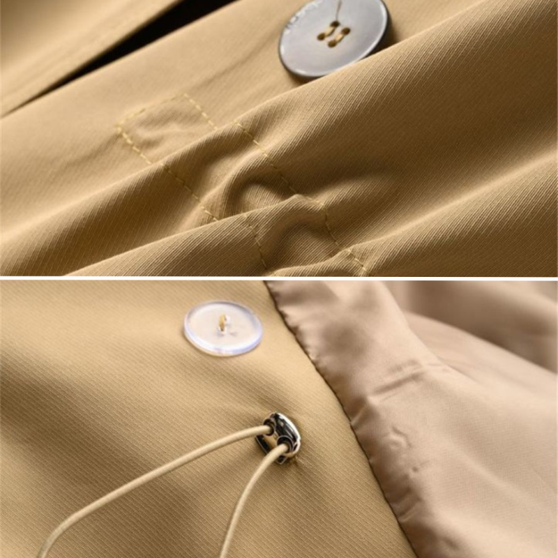 Dames Trenchcoat Vintage Dubbelgeknoopt Nylon-Katoen 3