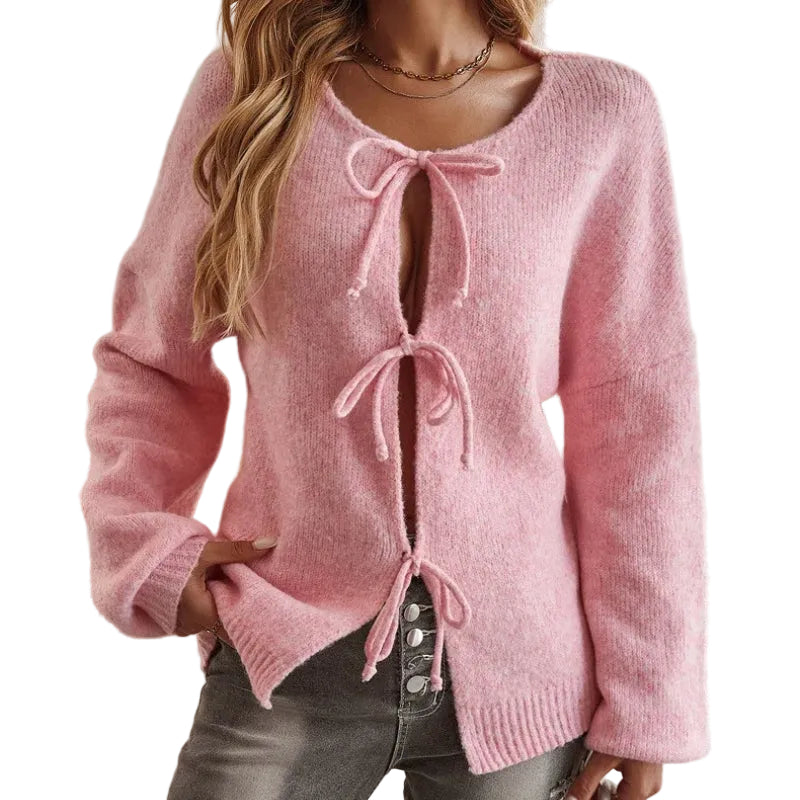 Dames Trui Boho-Stijl met Veterdetails voor Comfortabele Casual Uitstraling 0