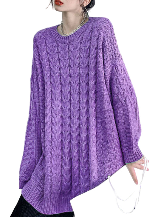 Dames Trui Casual met O-hals en Kabelbreisel 0