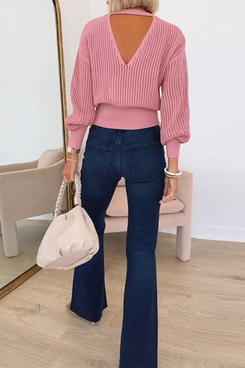 Dames Trui Met Ronde Hals En Uitgesneden Rug Casual Stijl 2