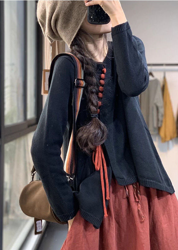 Dames Trui met Asymmetrisch Ontwerp en Knopen 1