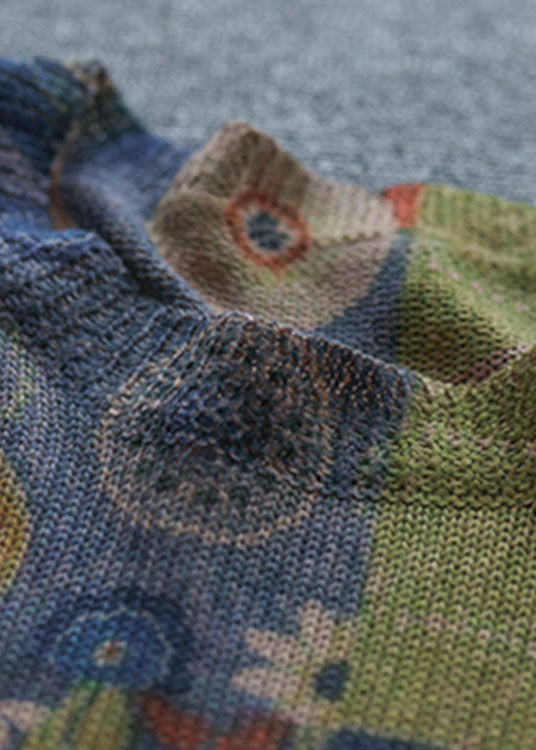 Dames Trui met O-Hals en Print in Franse Blauw 4