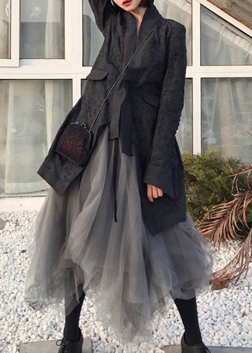 Dames Tulle Rok in Grijs met Patchwork 1