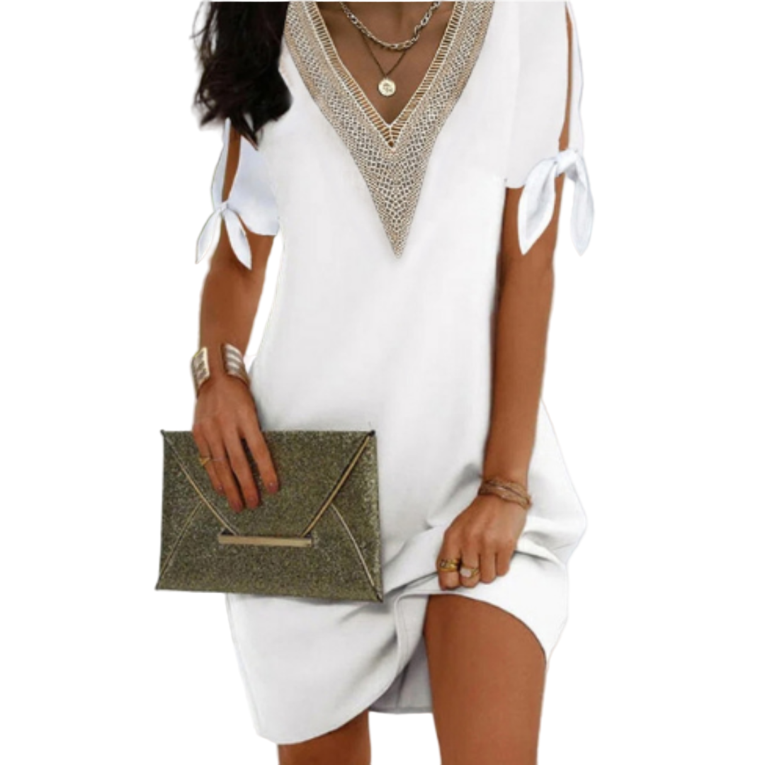 Dames Tuniekjurk V-Ausschnitt met Bindeärmels 0