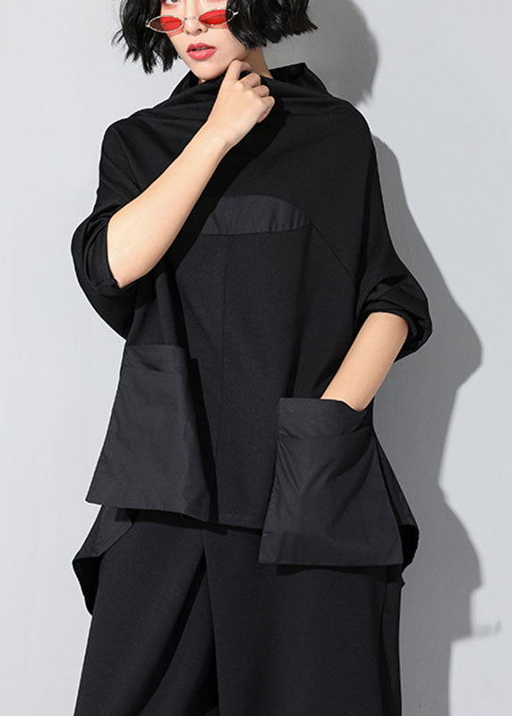 Dames Turtleneck Top met Patchwork en Zakken 2