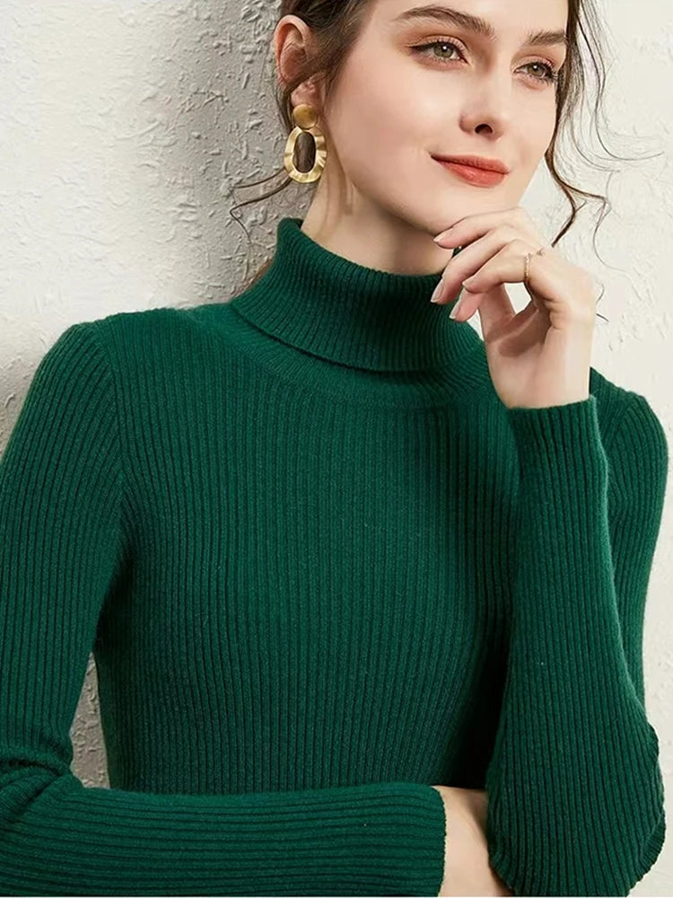 Dames Turtleneck Trui Gebreid Gestreept Lange Mouwen Herfst Winter 9