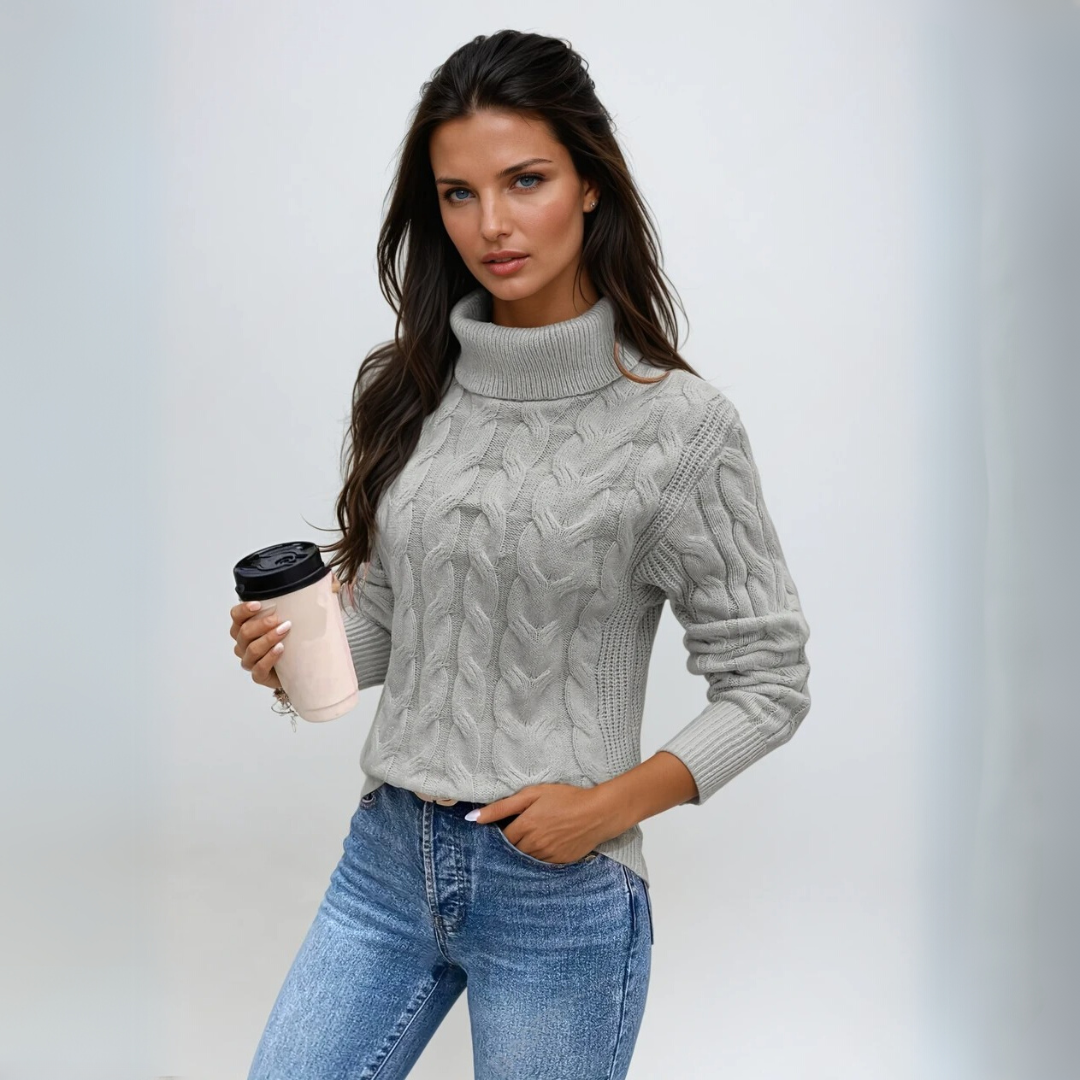 Dames Turtleneck Trui Kabelbrei Ontwerp 1