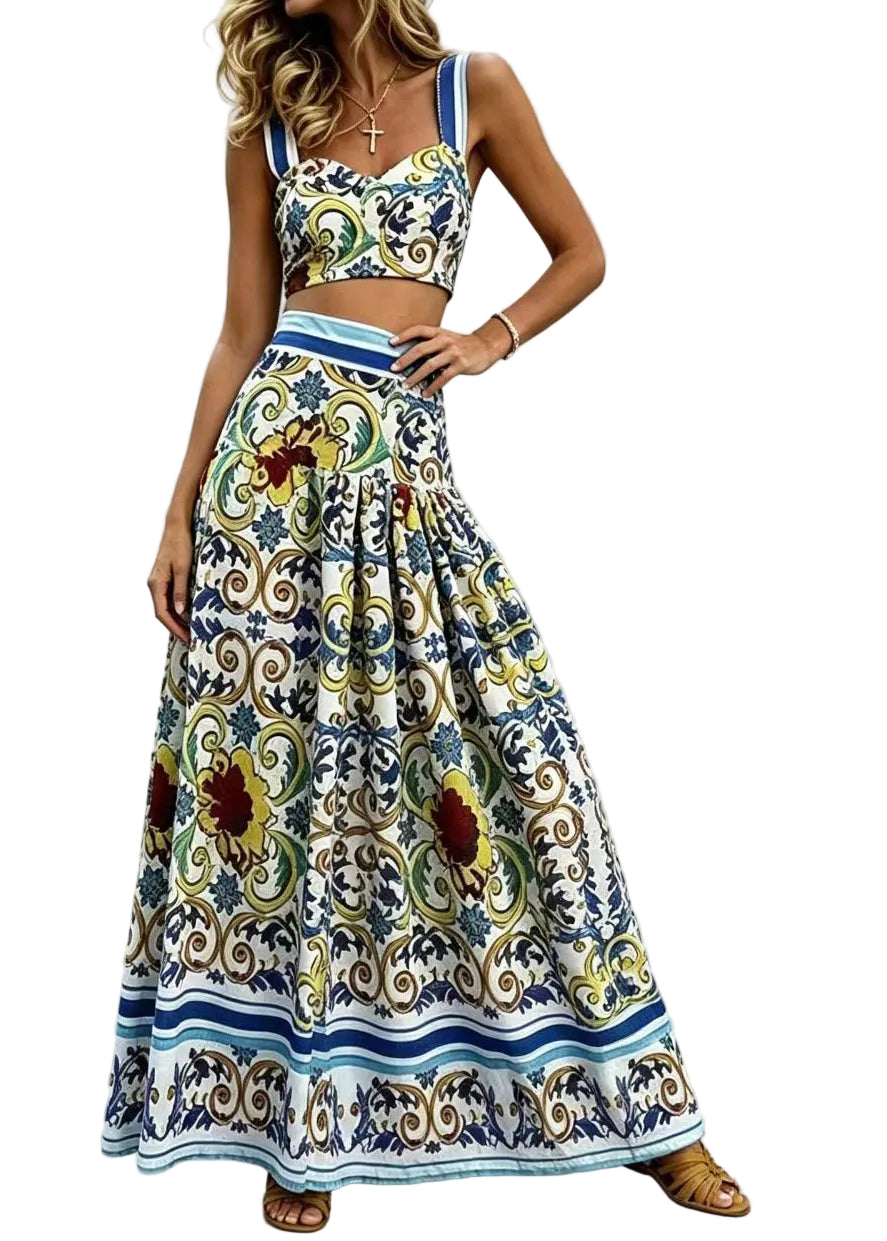 Dames Tweedelige Set Cami-Top en Rok Boho Stijl 0