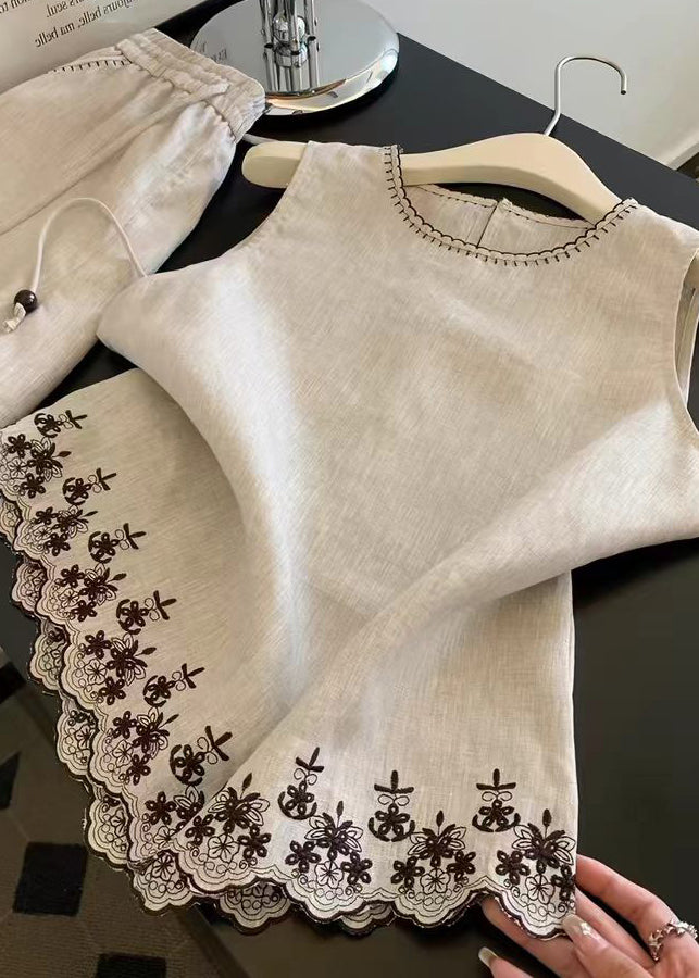 Dames Tweedelige Set Casual O-hals Borduursel 2