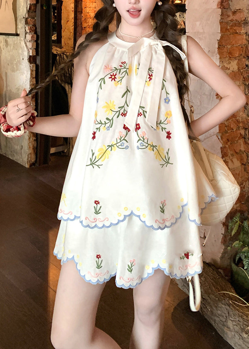 Dames Tweedelige Set Geborduurde Top en Rok Zomerstijl 1