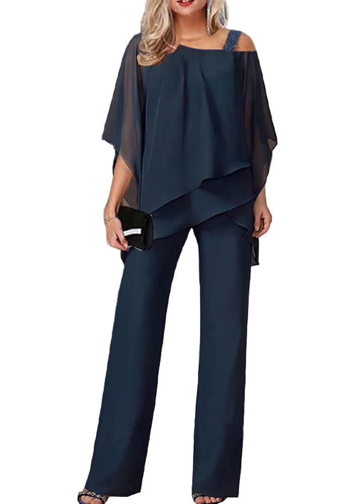 Dames Tweedelige Set Koude Schouder Patchwork 0