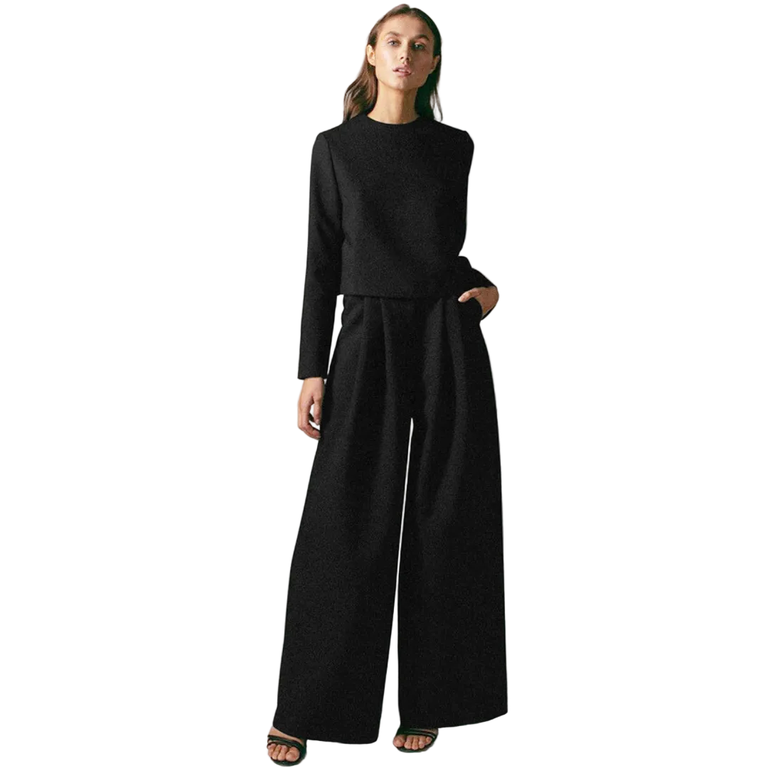 Dames Tweedelige Set Met Wijdere Broek Modern Style 0
