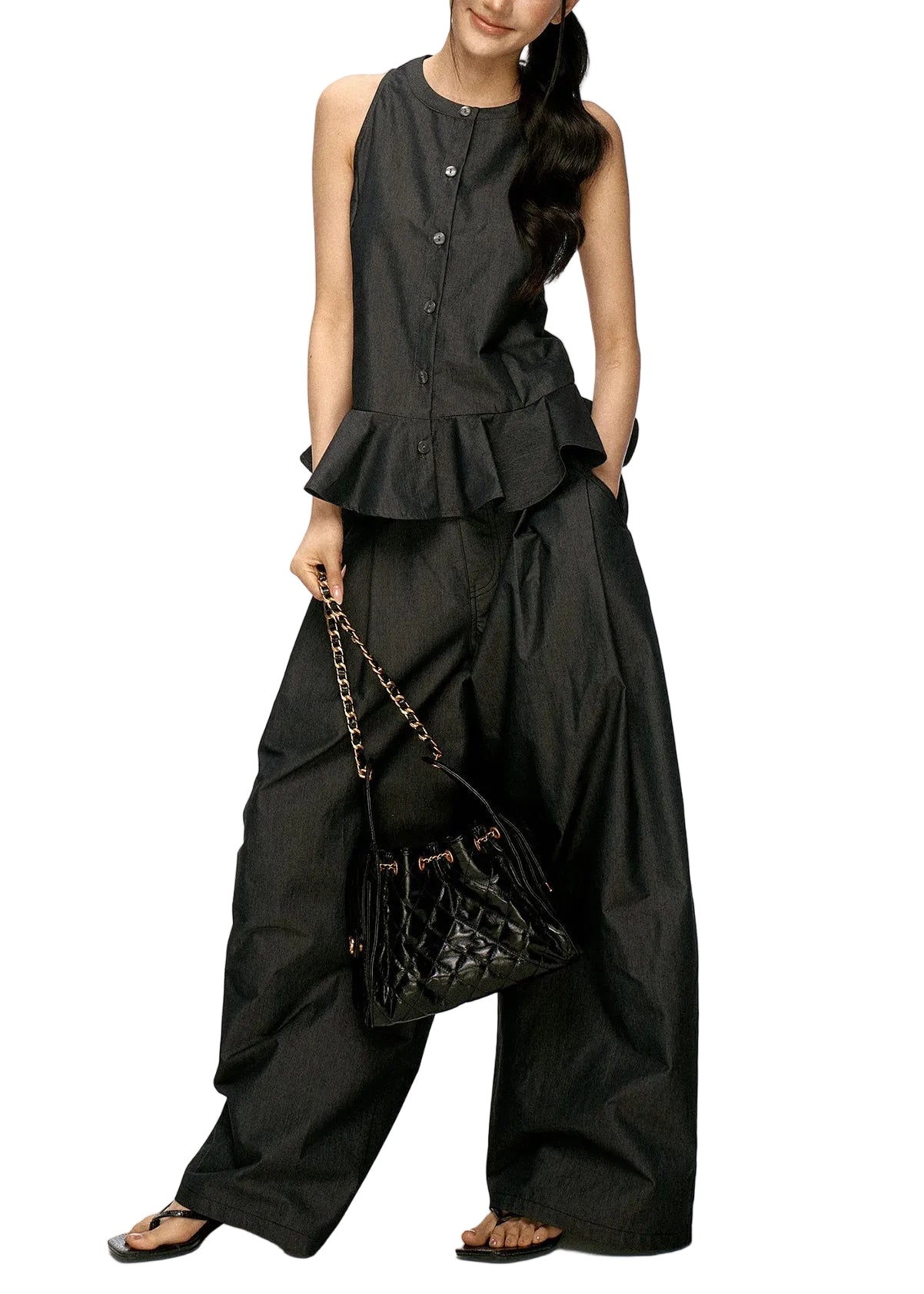 Dames Tweedelige Set Mouwloos Patchwork Stijl 0