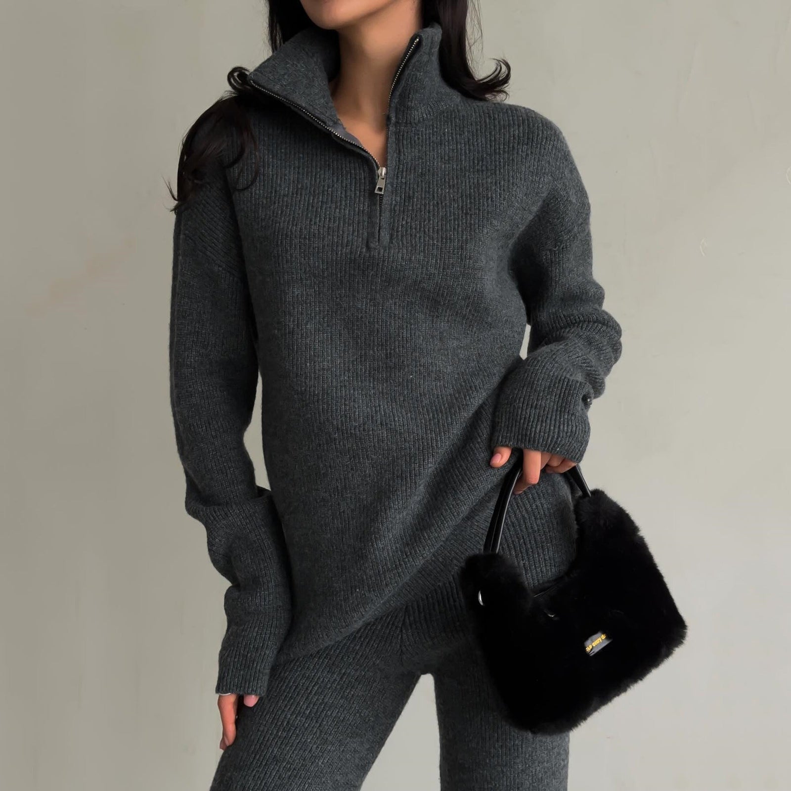 Dames Tweedelige Set Relaxed Fit met Halve Rits 4