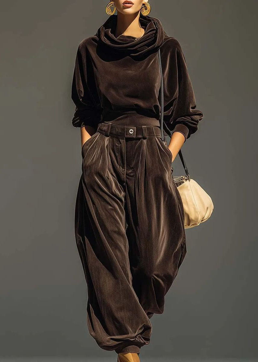 Dames Tweedelige Set Top met Capuchon en Harembroek Vintage Stijl 1